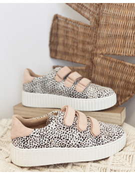 Vanessa Wu - Baskets guépard et rose à semelle creepers