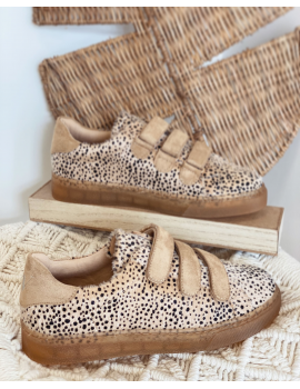 Vanessa Wu - Baskets léopard à scratchs camel