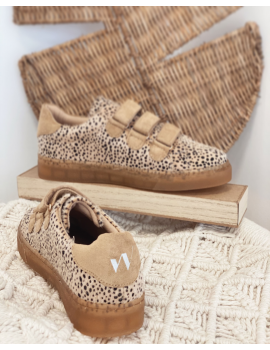 Vanessa Wu - Baskets léopard à scratchs camel