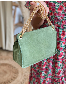 Sac en cuir à franges vert - Doha