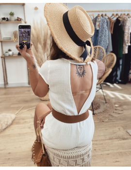 Combishort en gaze de coton blanche - Amelle