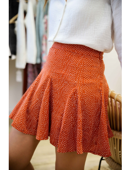 Jupe patineuse brique à pois - Janna