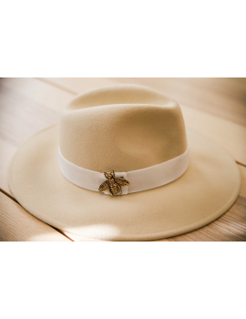 Chapeau beige liseré velours - Bee