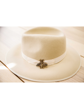 Chapeau beige liseré ruban - Maya