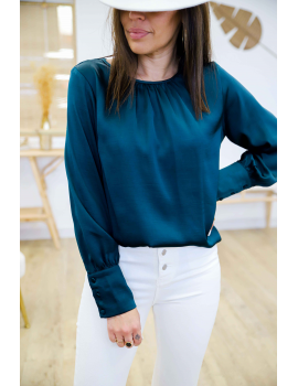 Blouse satinée vert sapin - Mariama