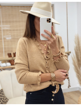 Gilet à volants camel - Noré