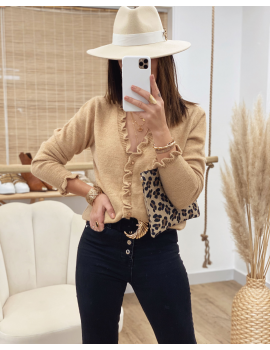 Gilet à volants camel - Noré