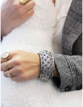 Manchette tressée argenté