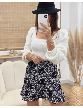 Jupe à fleurs velours - Camille