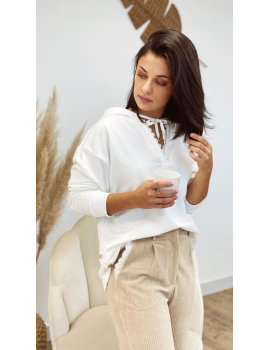 Pull blanc à capuche et dentelle - Sorel