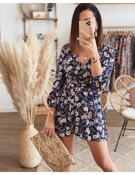 Combishort Navy à fleurs - Clarisse