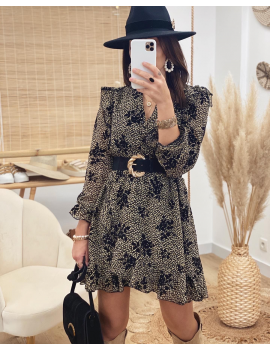 Robe à fleurs velours  - Camille