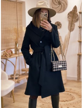 Black hooded coat - Lise
