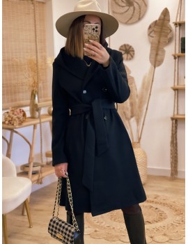 Black hooded coat - Lise