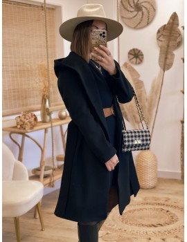 Manteau à capuche noir - Lise
