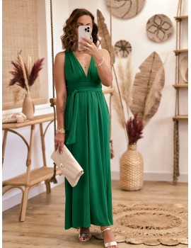 Brazilian green long dress with tie - Tanya
