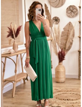 Brazilian green long dress with tie - Tanya