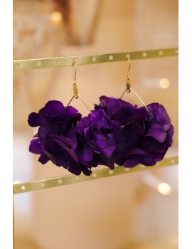 Boucles d’oreilles fleurs stabilisées violettes - Hortensia