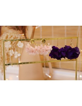 Boucles d’oreilles fleurs stabilisées violettes - Hortensia