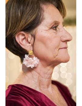 Boucles d’oreilles fleurs stabilisées rose pâle - Andréa
