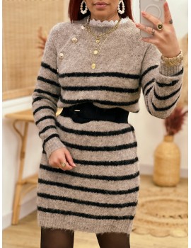 Taupe sailor sweater dress - Kyla