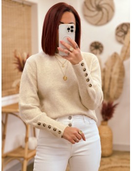 Sweater beige buttons sleeves - Lyle