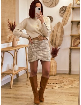 Short tweed camel skirt - Jaelle