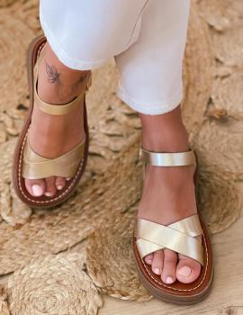 Sandales croisées dorées - Rome