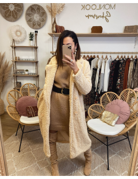 Manteau doudou long Beige